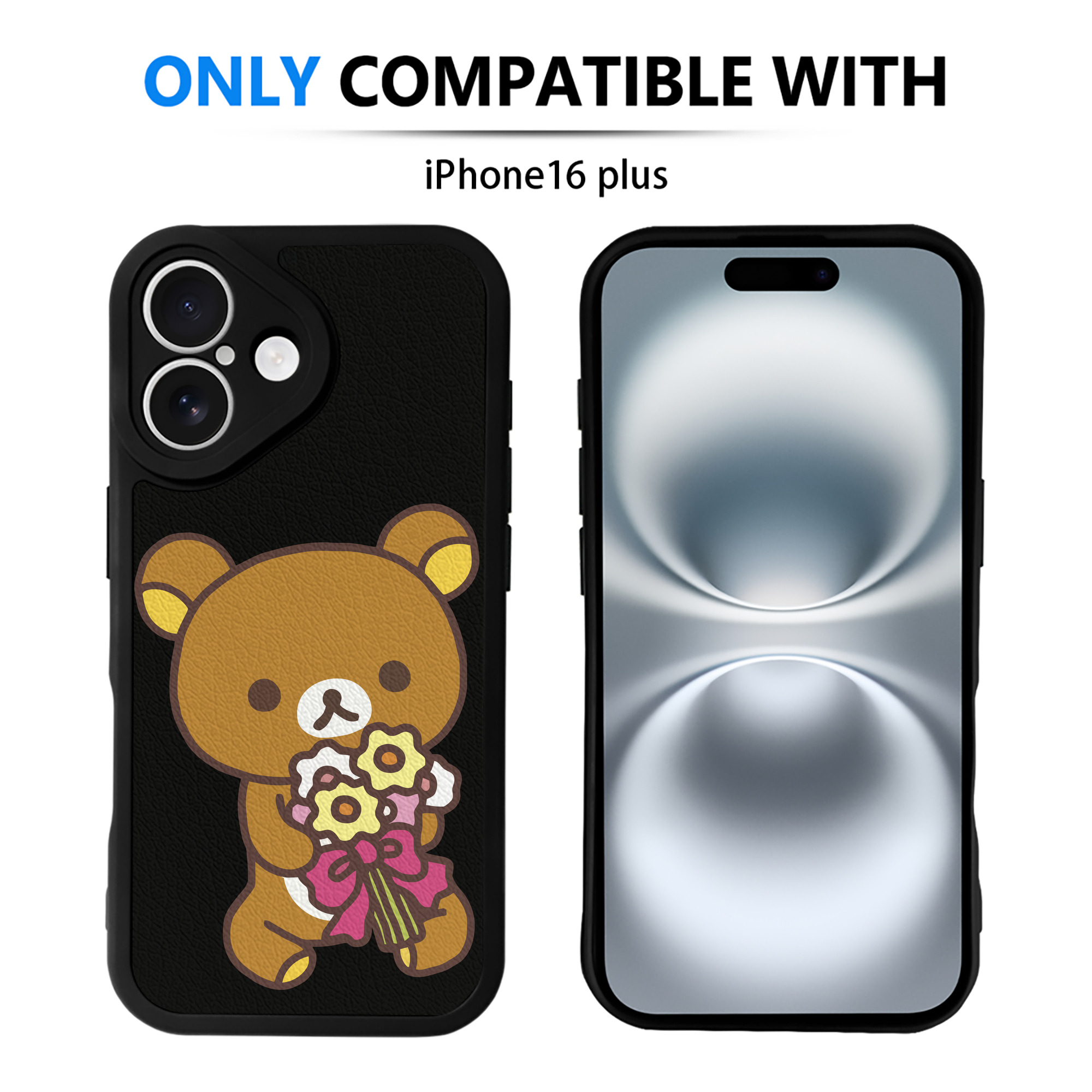 （画像用） リラックマ リラックマ キイロイトリ Rilakkuma Korilakkuma Kiiroitori 【iPhone 16シリーズ対応】シリコンスマホケース（レザー調） 材質：シリコン